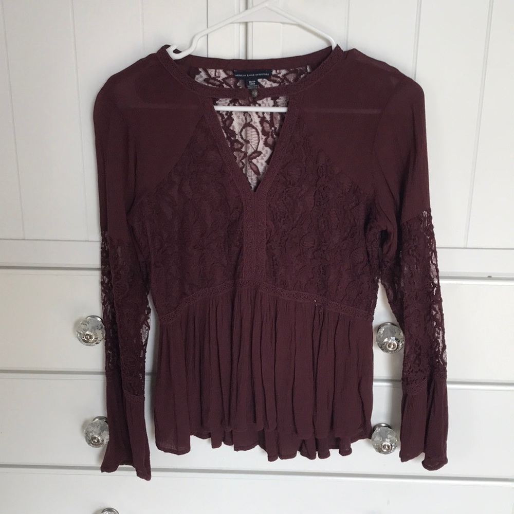 Maroon American eagle shirt